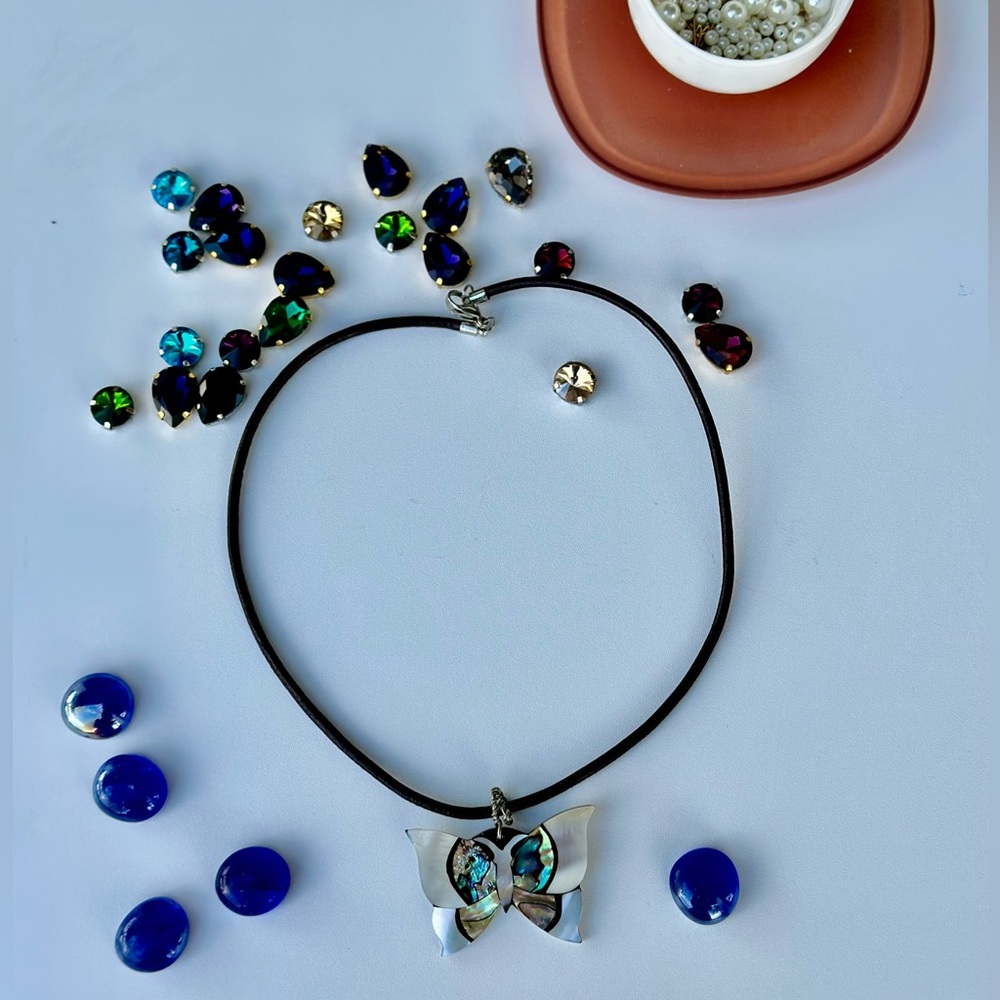 handmade butterfly necklace.